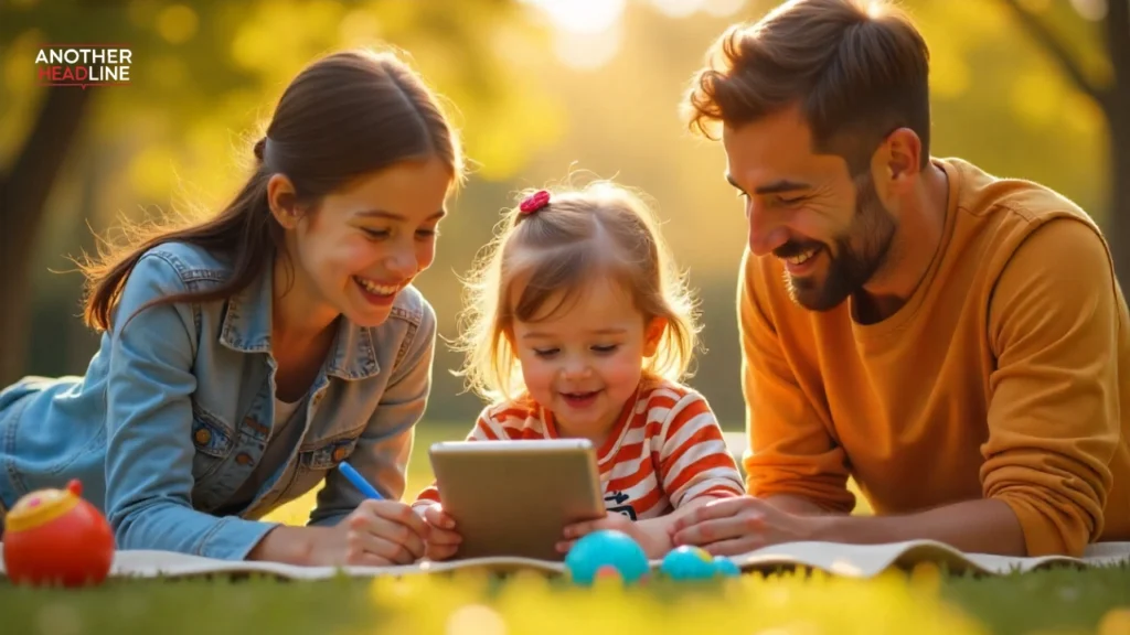 Kids enjoying playful jojoy toca boca activities while parents watch with smiles