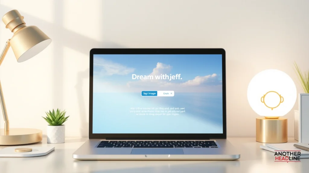 digital workspace with laptop showing dreamwithjeff.com and icons for mindfulness, dreams, and goals