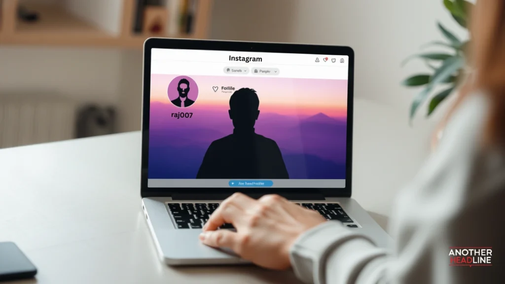 anonymous user browsing an Instagram profile on a laptop — theinstanavigation com