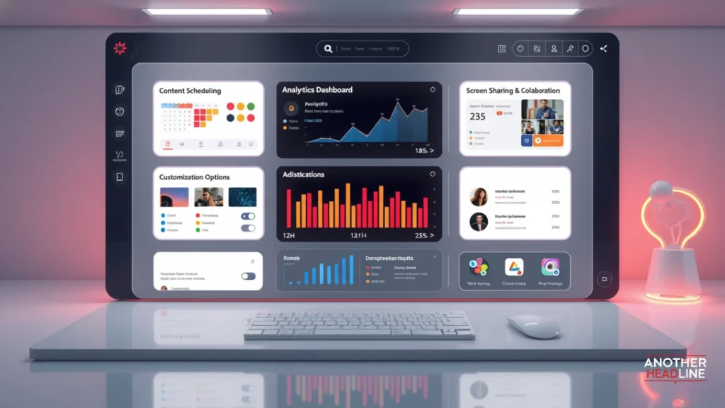 dashboard showing plutoscreen features and tools