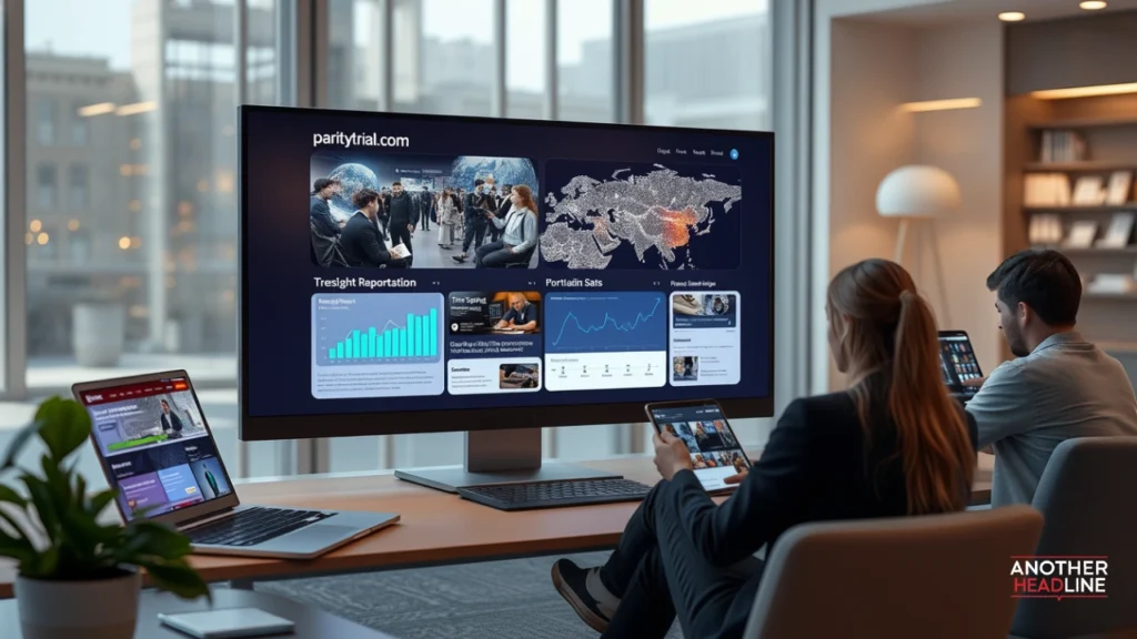 digital news dashboard with diverse users — paritytrial.com
