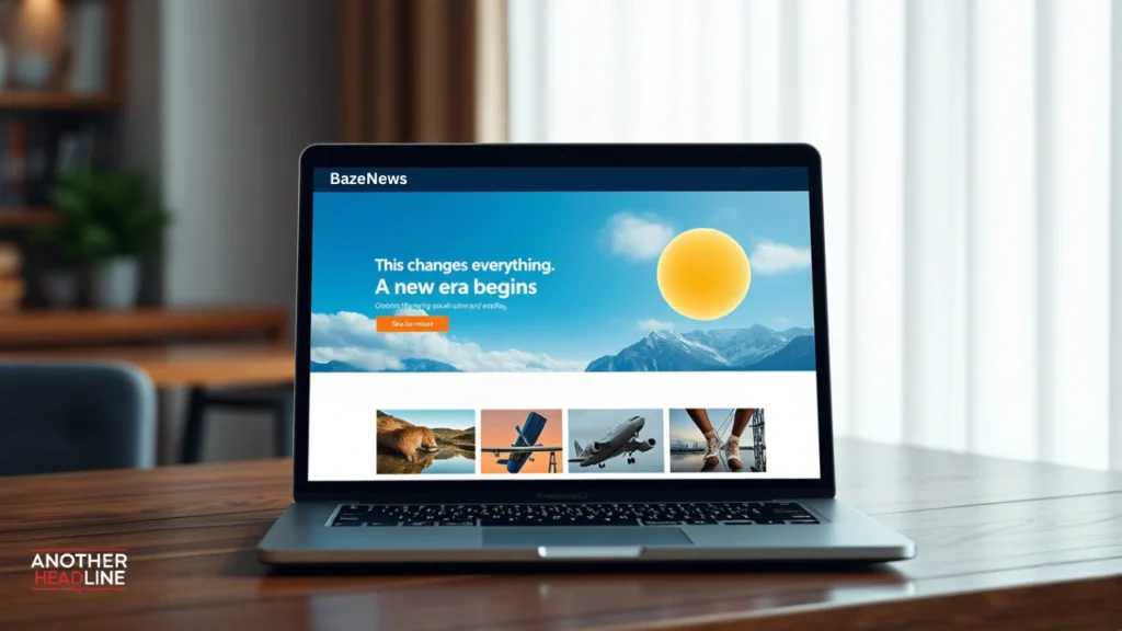 laptop displaying the bazenews website with sections