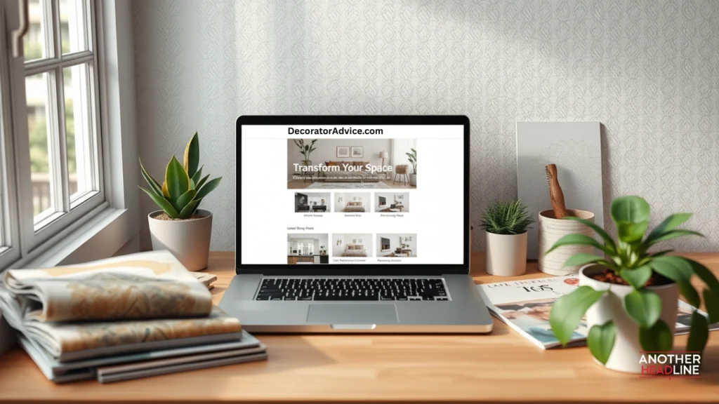 laptop showing home decor ideas by decoratoradvice.com