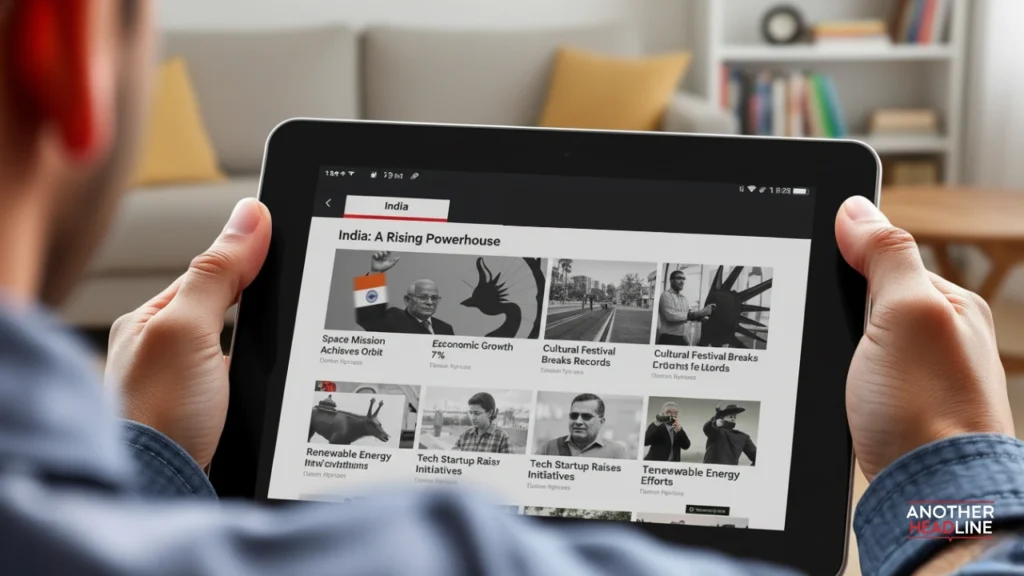 user reading Indian news on optimistIndia com’s digital news section