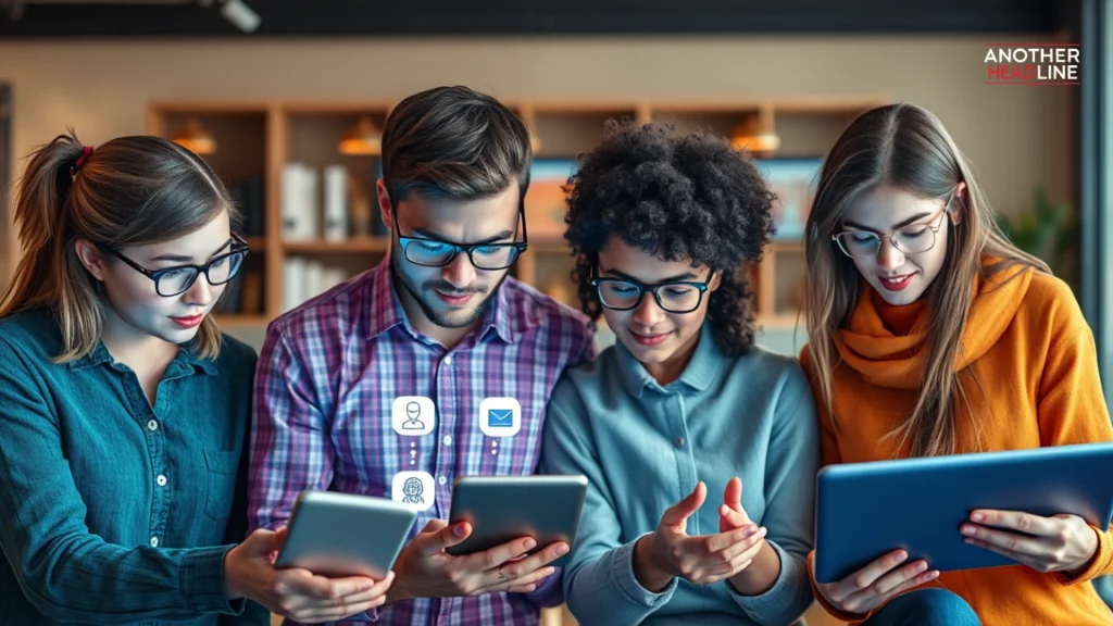users browsing digital screens with learning icons for blog wizzydigital.org