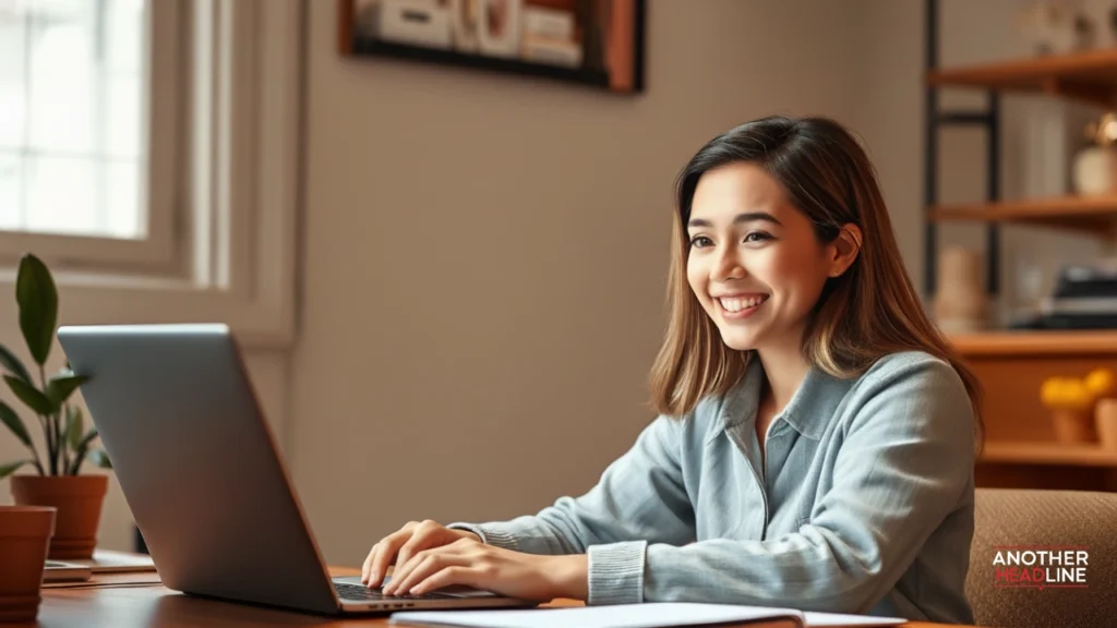 A writer using a laptop write blog — blooginga com