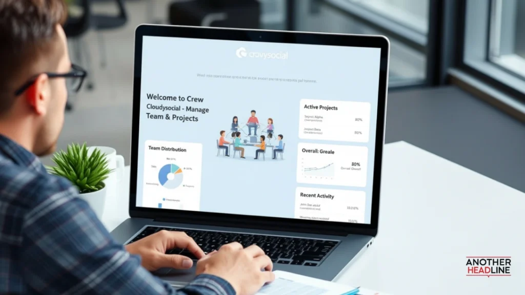 business owners show crew cloudysocial project on a laptop