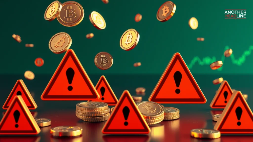 crypto warning with coins and charts, highlighting awt88k meaning risks