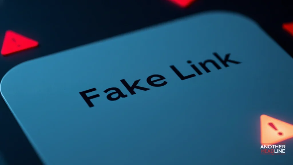 fake link highlighted and warning icons, Smsbombers org