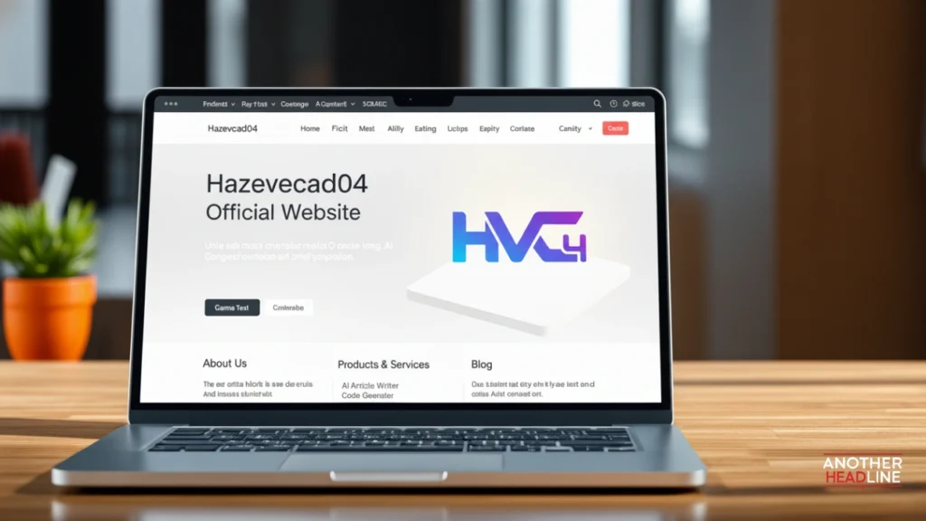 hazevecad04 official website homepage on a laptop screen