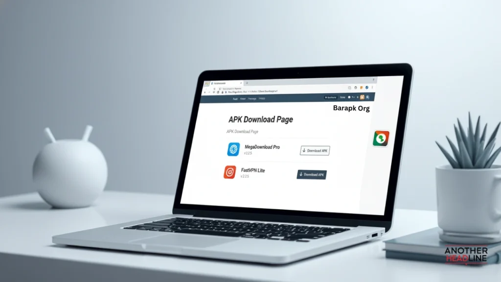 laptop displaying an apk download page — barapk org