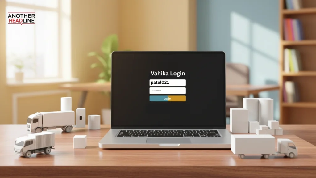 laptop displaying vahika login interface
