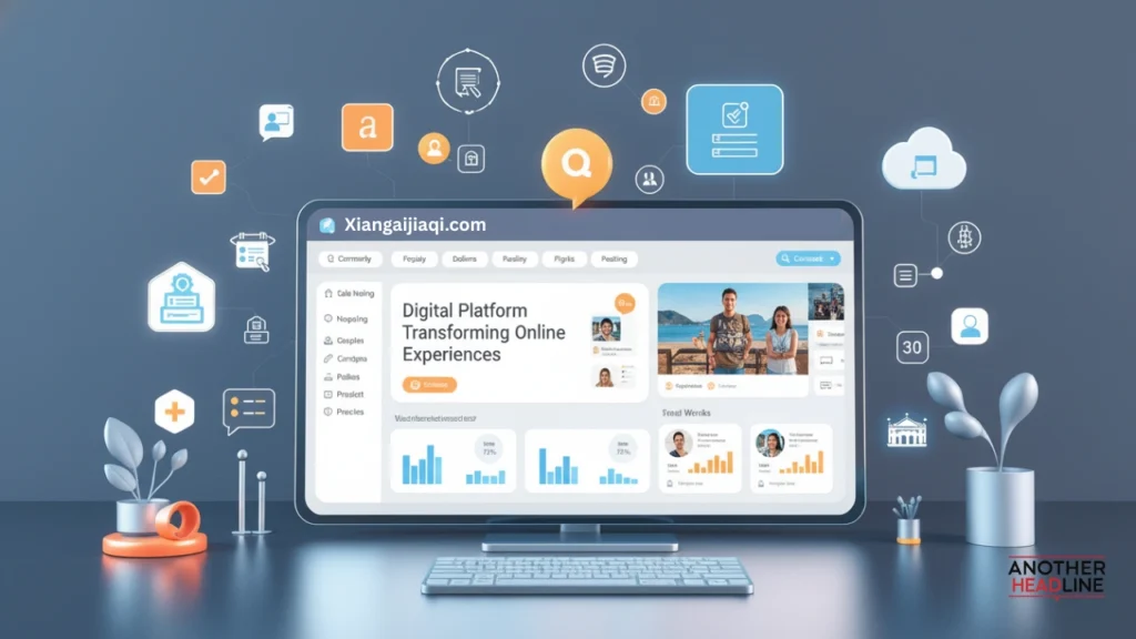 laptop screen displaying digital platform interface and online growth tools on xiangaijiaqi.com