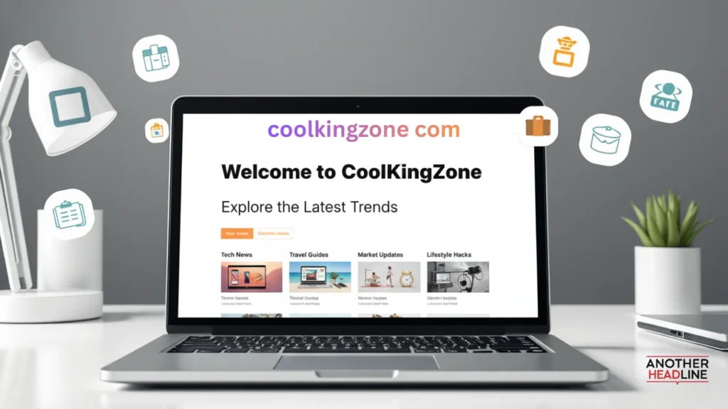 laptop showing clean homepage of coolkingzone com