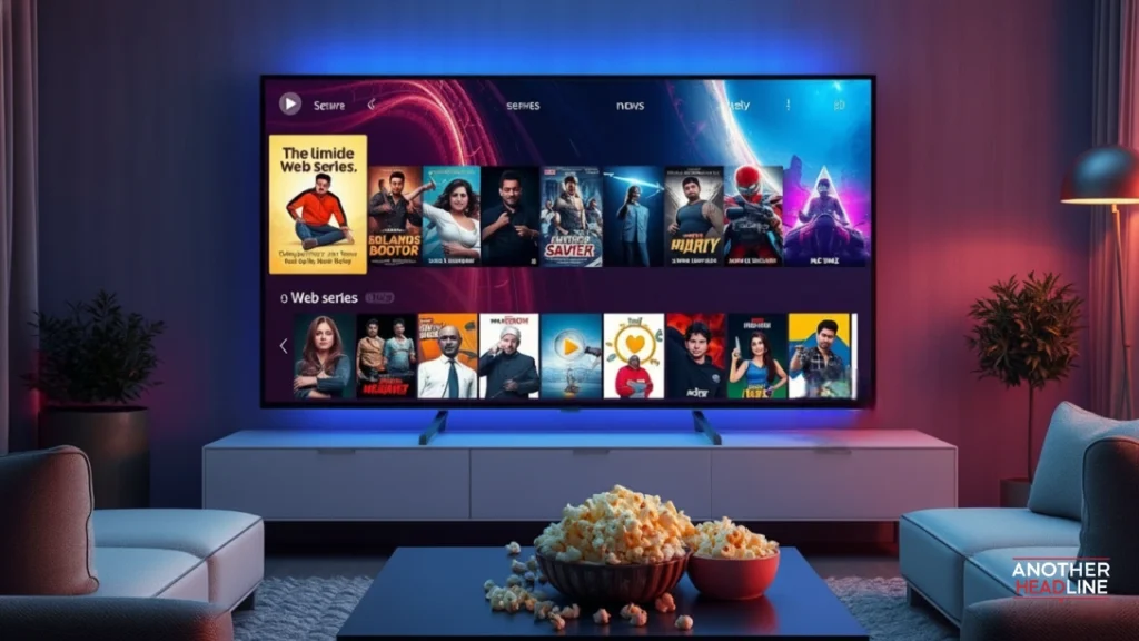 modern streaming setup with smart tv showing bollywood movies – seventhway find premium jobs now
