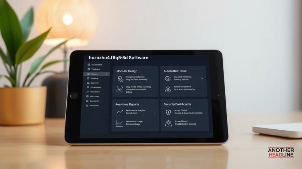 tablet showing huzoxhu4.f6q5-3d woftware tutorial with modular tools and secure dashboards