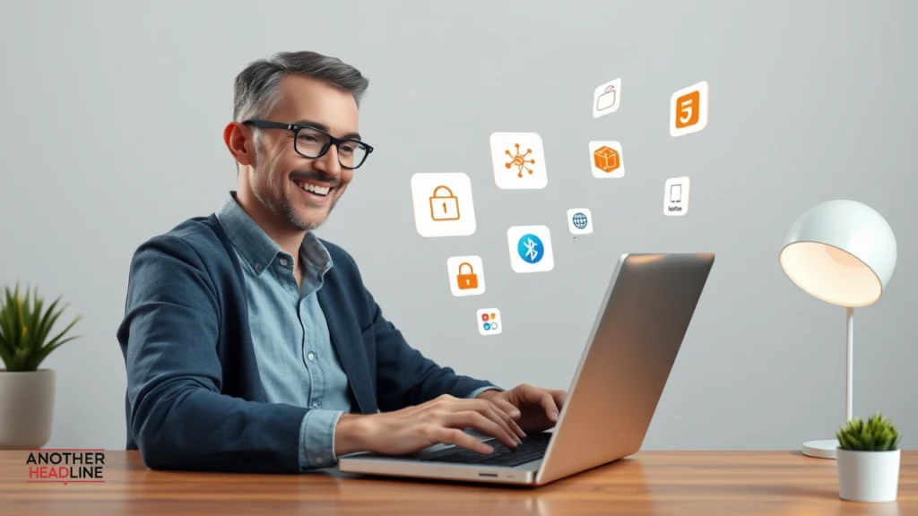 user exploring technewstop org on a laptop