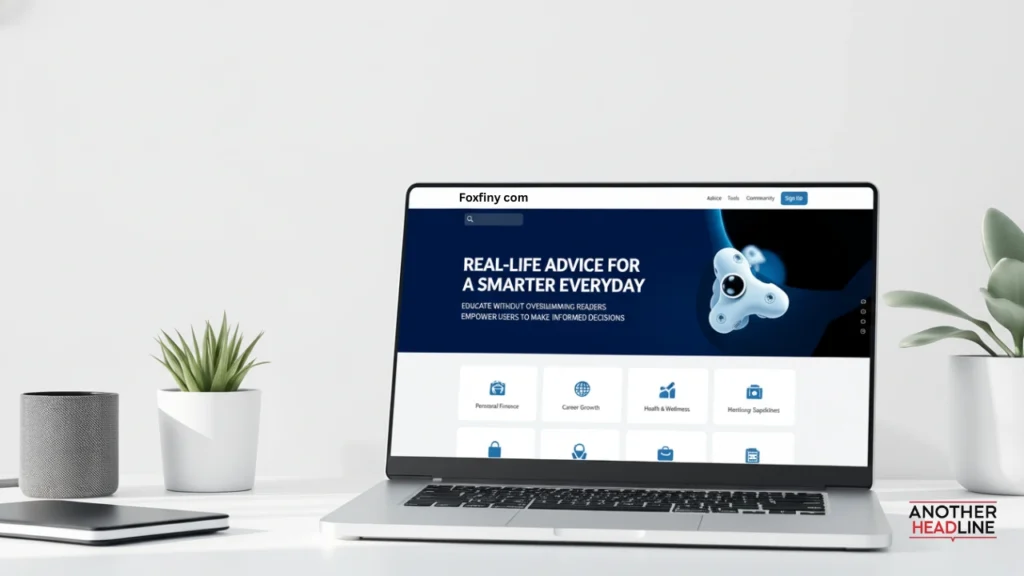 laptop diaplay foxfiny com website-interface