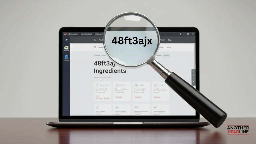 magnifying glass analyzing cryptic code 48ft3ajx ingredient on a digital document screen