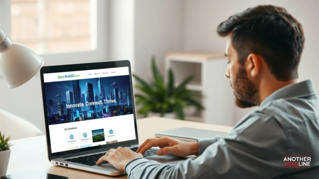 person viewing zoro bumi22.com on a laptop