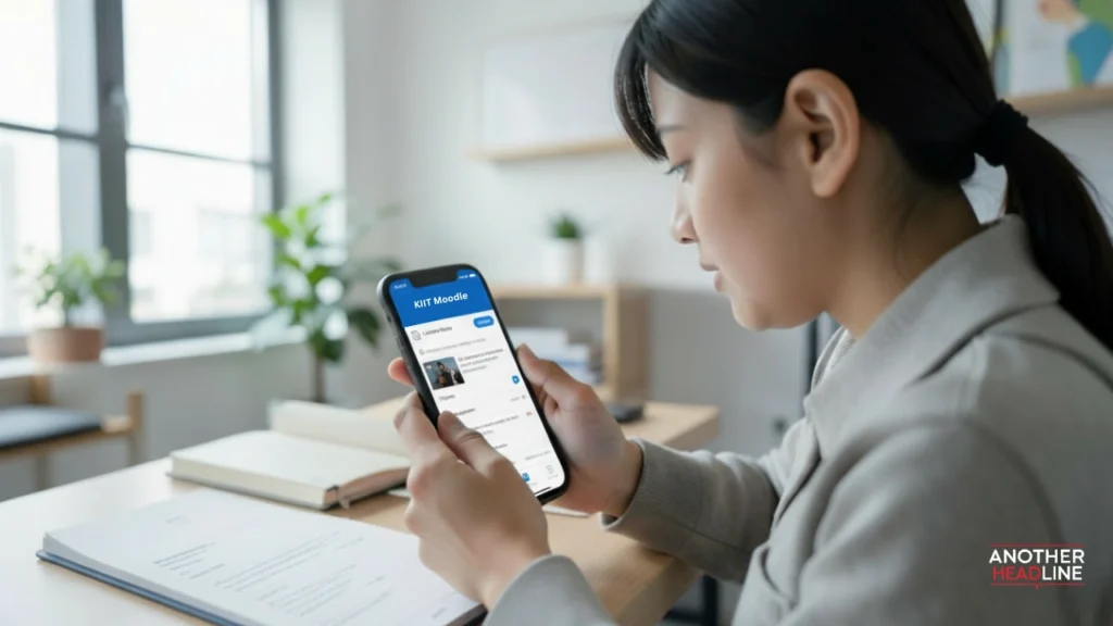 student accessing kiit moodle via mobile app