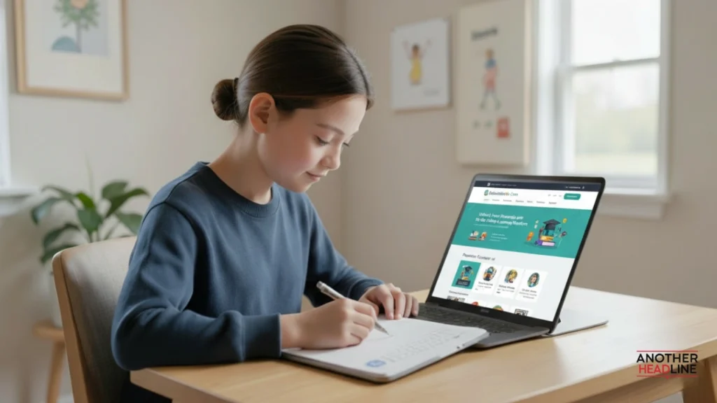 student reading digital lessons with educationtic com website