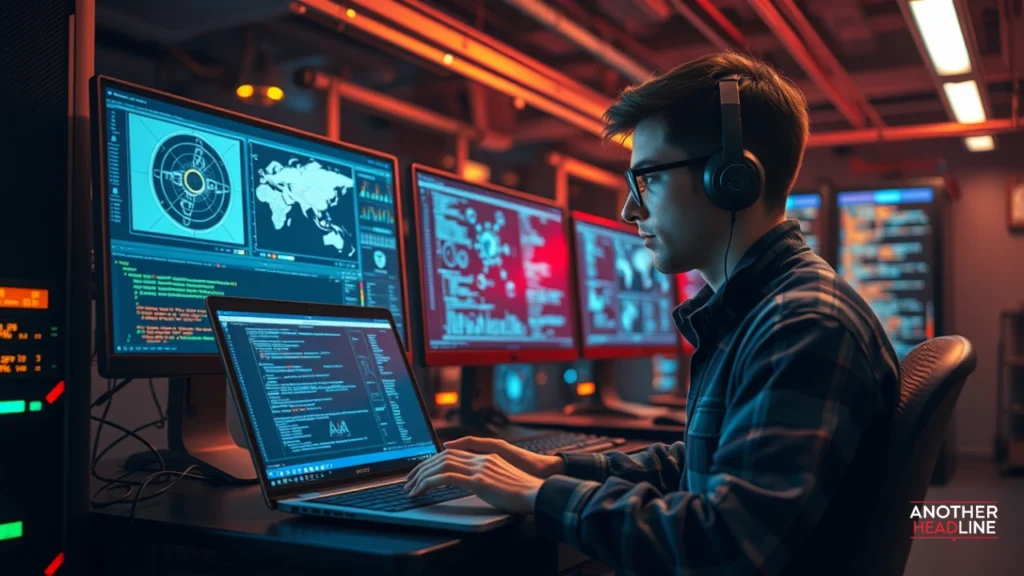 young engineer analyzing system diagrams on laptop screens, showcasing stewart from wavetechglobal