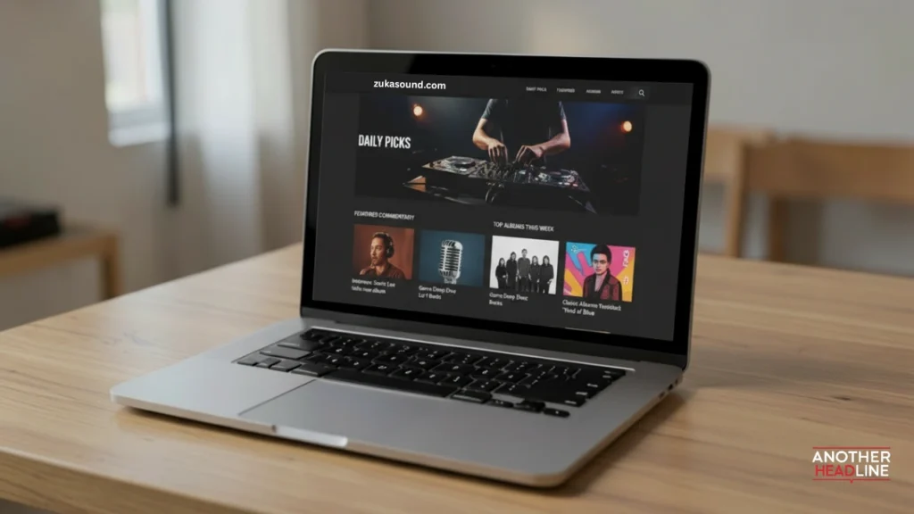 curated music website on laptop for zukasound.com – daily picks & featured commentary