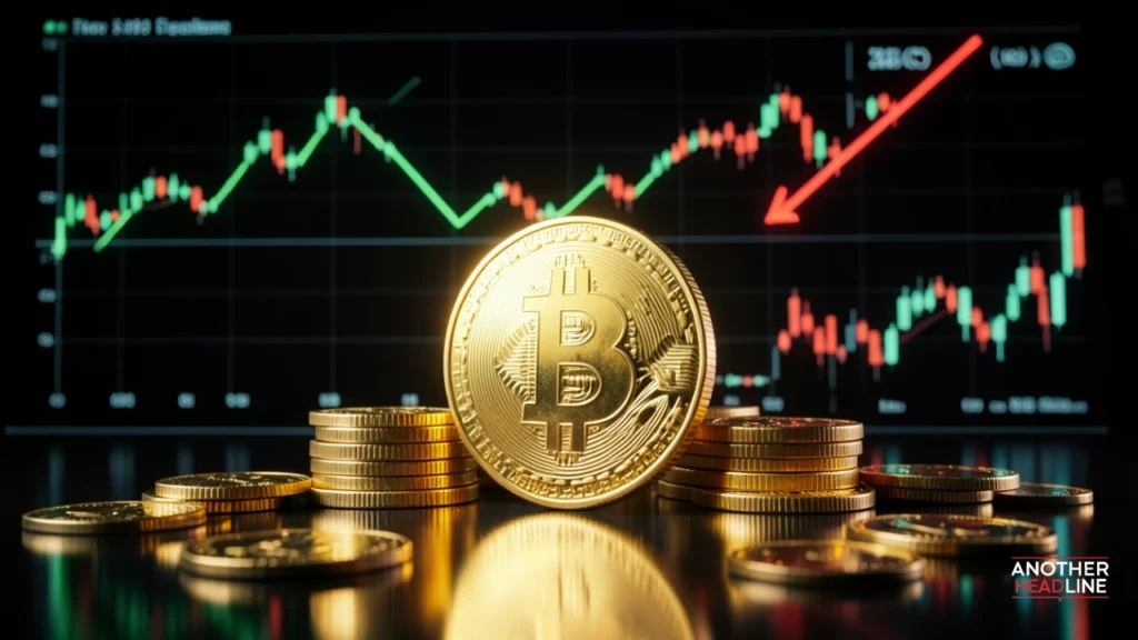 etherions faston crypto trading scene with glowing coins and digital market charts