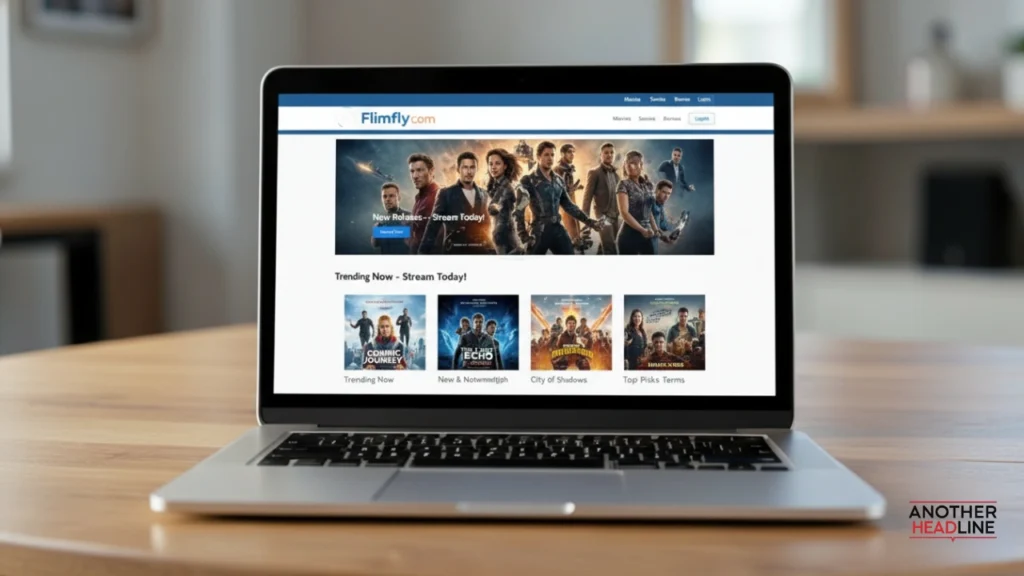 laptop screen show flimfly com website