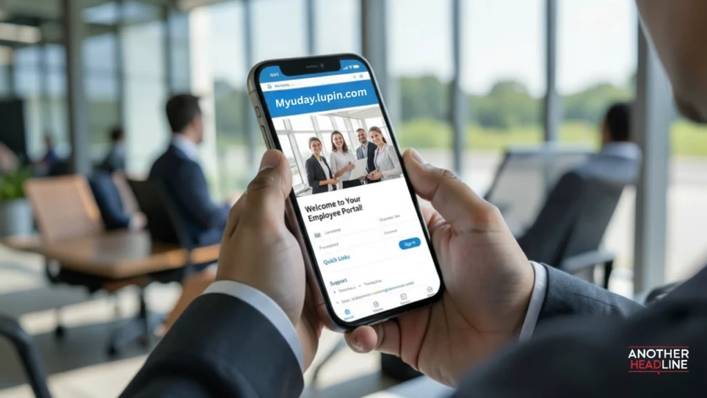 lupin employee accessing myuday.lupin.com login on a smartphone