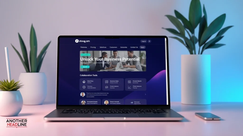 modern digital workspace showing ztoog.com dashboard with productivity, security
