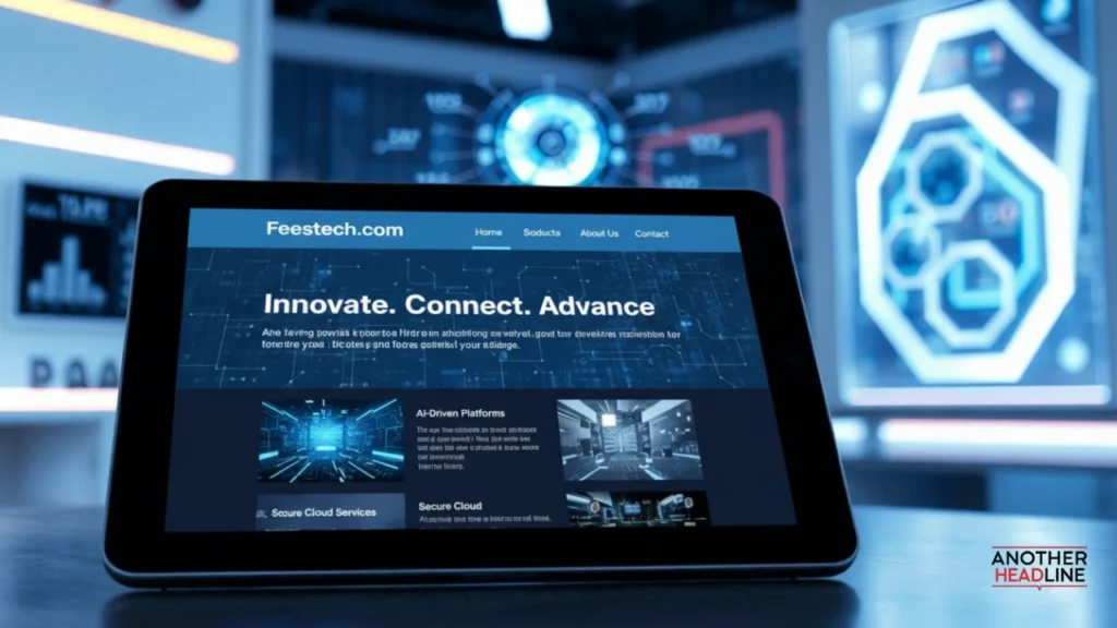 tablet displaying feestech.com tech blog with ai, startups, and digital innovation articles