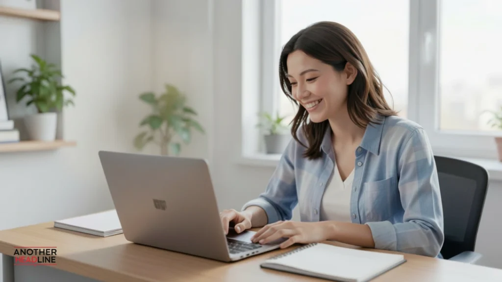 confident learner using educationalroot com on laptop