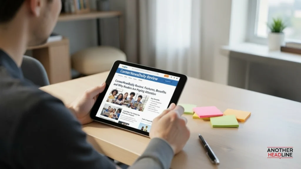 cornernewsdaily review shown on tablet with responsive news website design