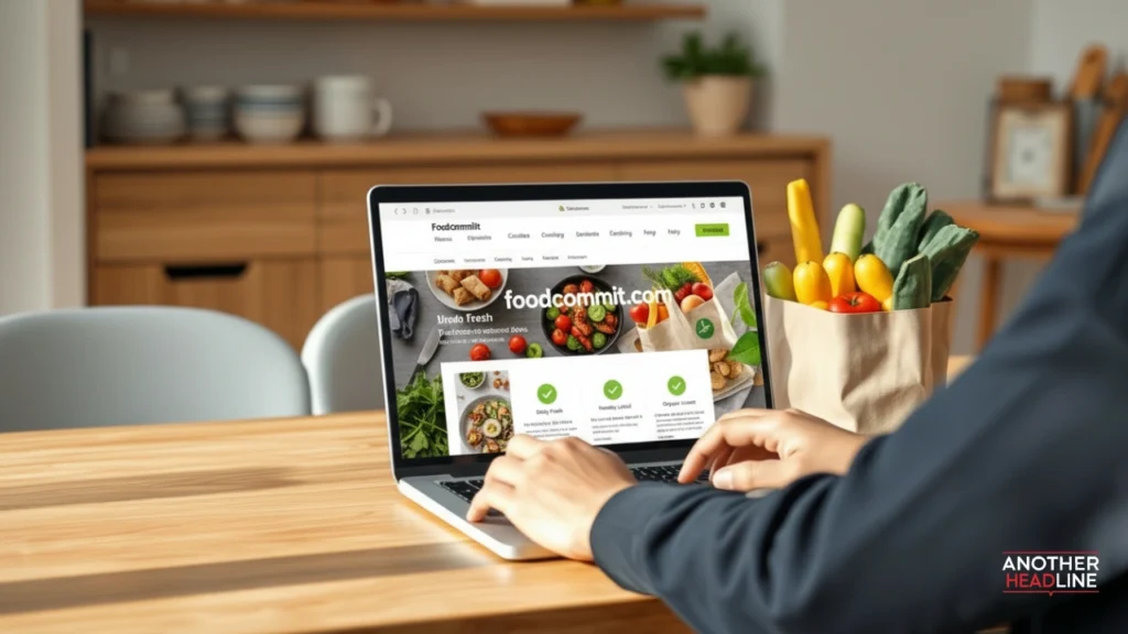 person exploring foodcommit com on a laptop