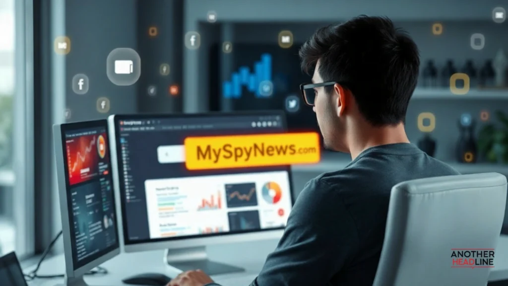 user exploring trending search results and analytics for myspynews com on computer screen