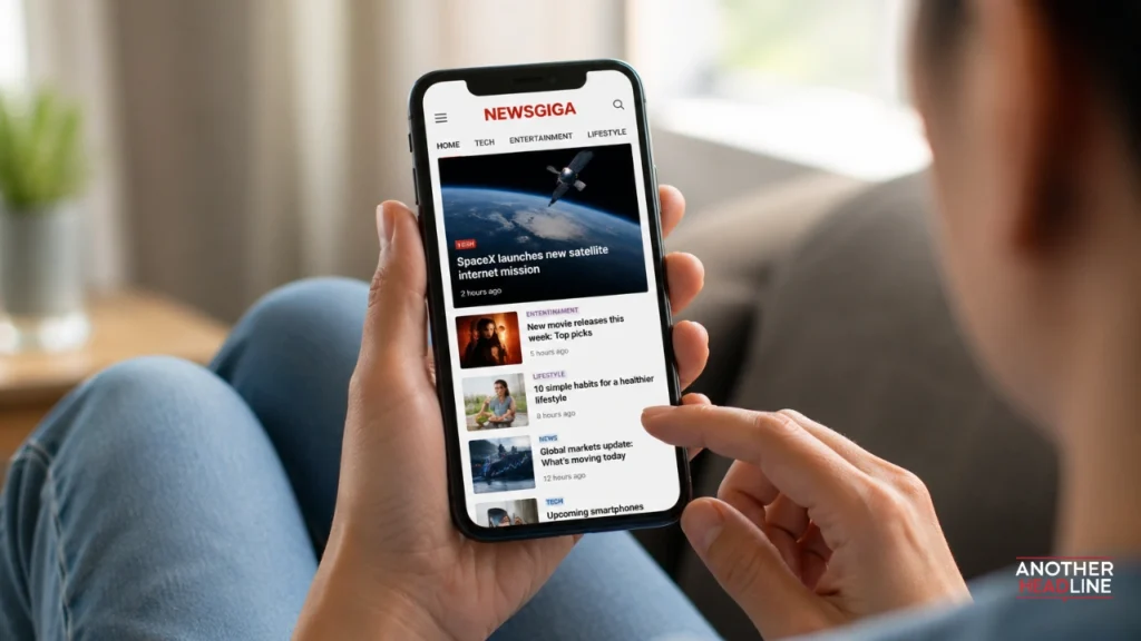 Person using smartphone for smooth news scrolling - newsgiga com