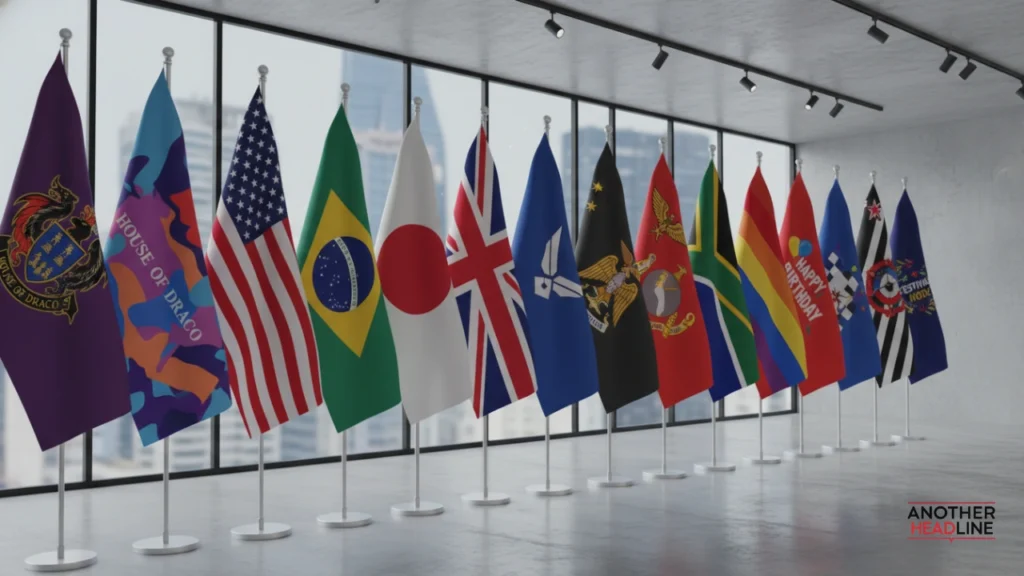 flagbeez com display of custom, country, military, and celebration flags in showroom