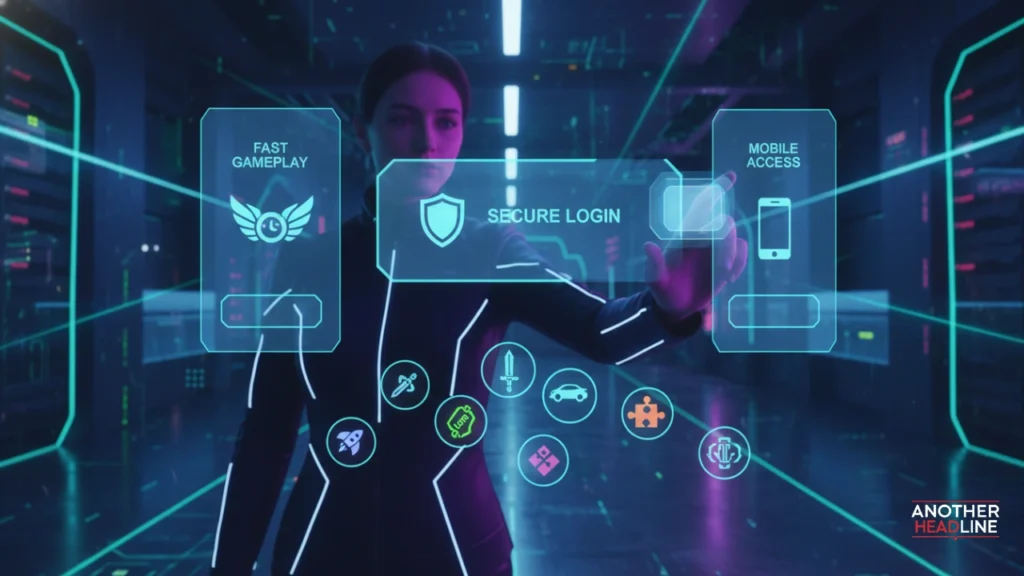 futuristic garuda play55.com interface with secure login and gaming features