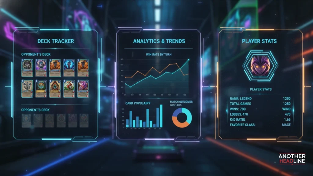 gaming dashboard with deck stats and analytics charts hearthstats net news