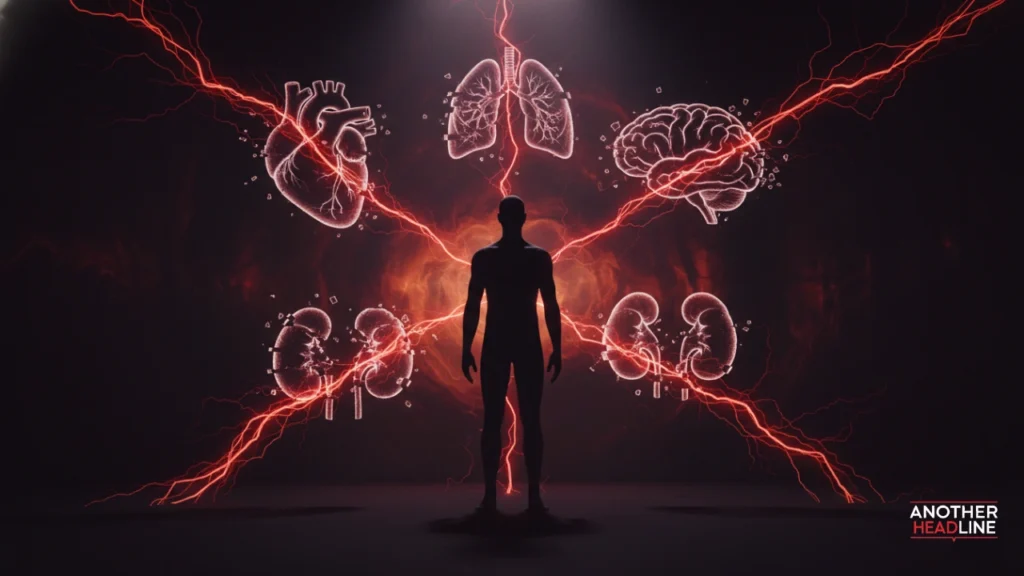 human silhouette with breaking organ icons - why does ozdikenosis kill you