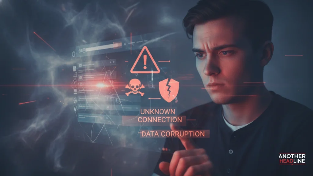 person looking confused at glitchy website with symbols - skillvra com